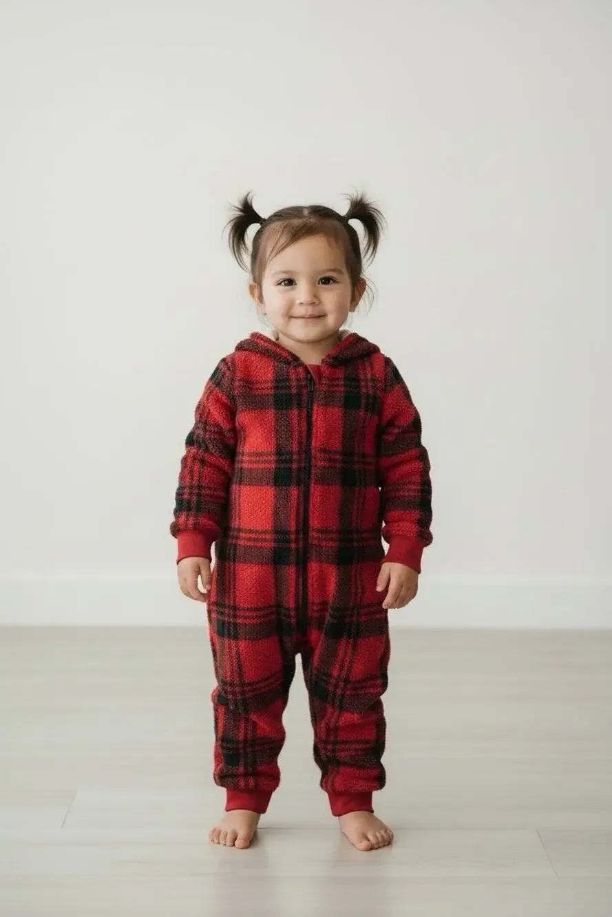 Carters Baby Girls Hooded Fleece Plaid 1 Piece- Size 24M